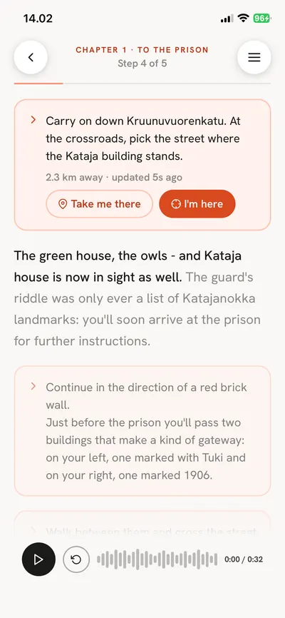 A chapter of the story with walking directions and audio
